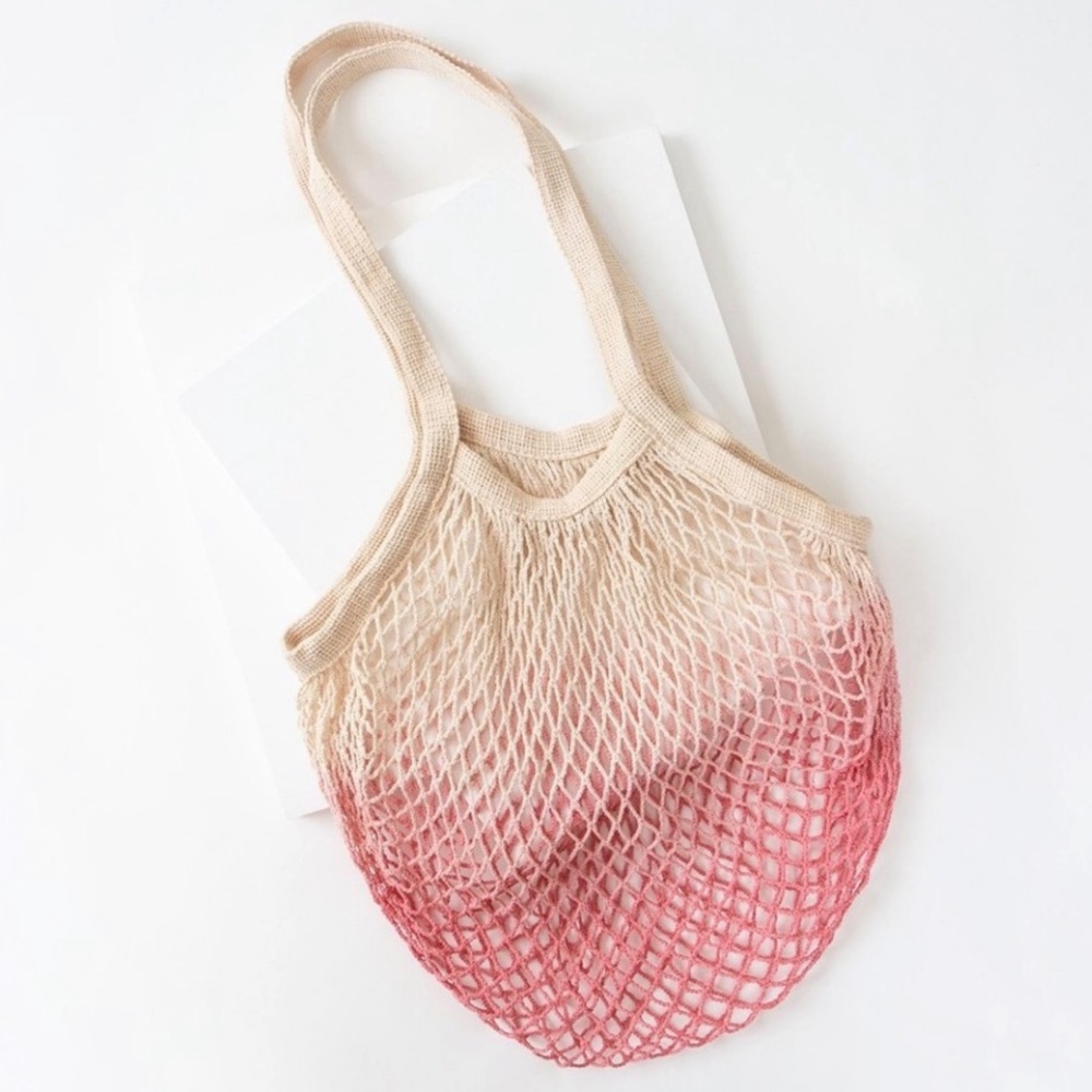 *SALE* Camp Collection Dip Dyed Pink Crochet Tote Bag